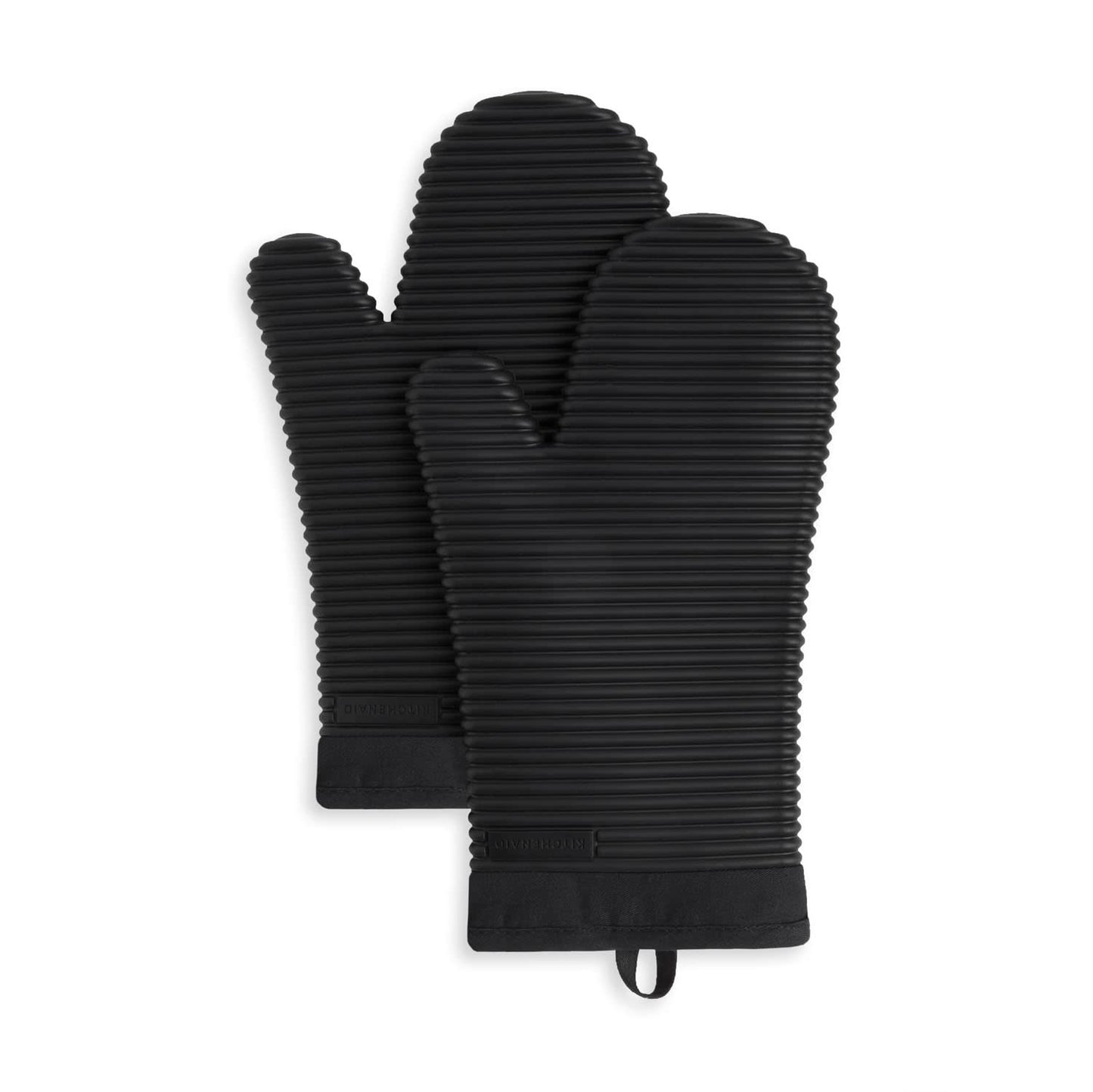 KITCHENAID Ribbed Soft Silicone Oven Mitt 2-Pack Set, 7.5"x13", Milkshake