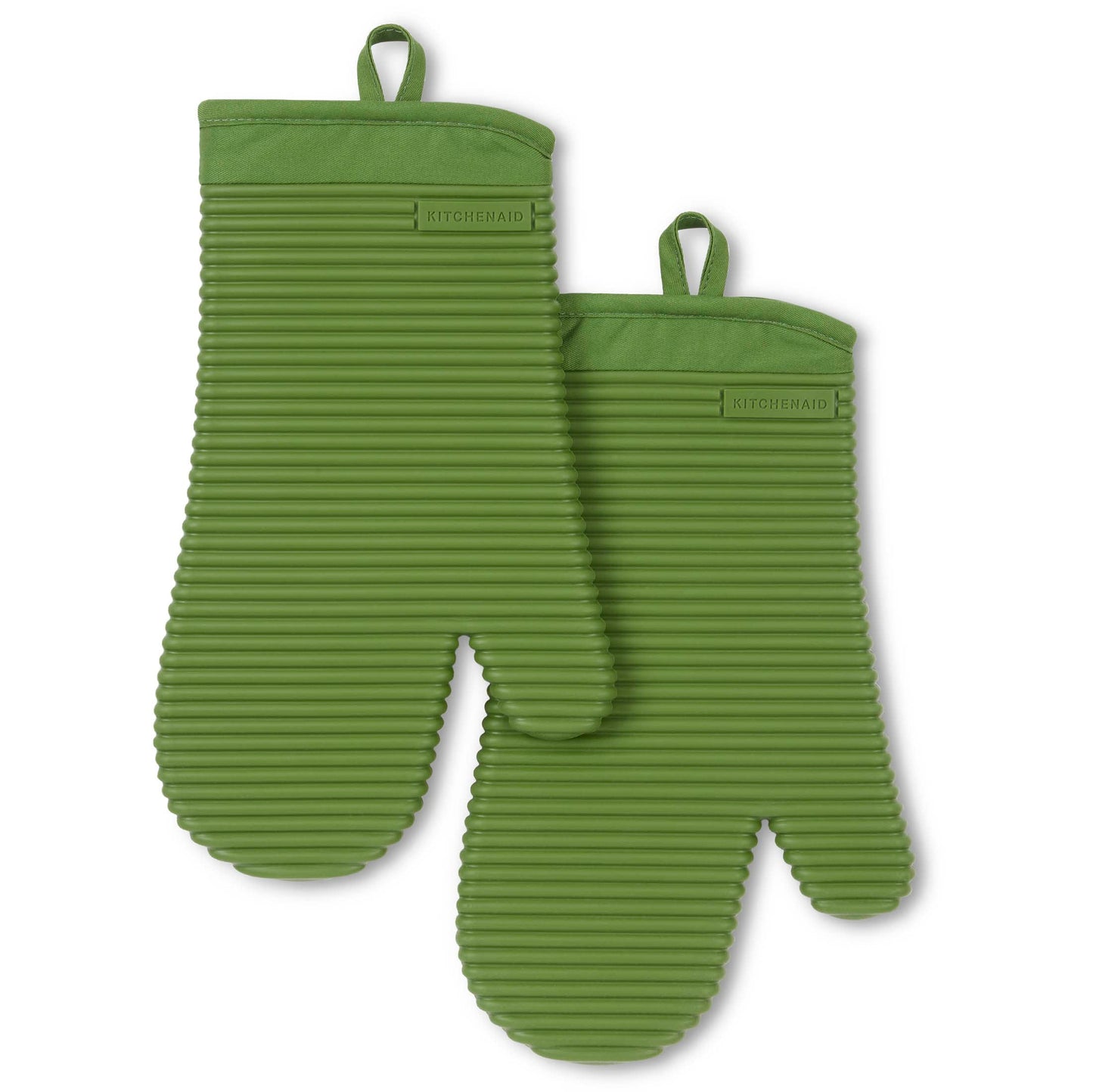 KITCHENAID Ribbed Soft Silicone Oven Mitt 2-Pack Set, 7.5"x13", Milkshake