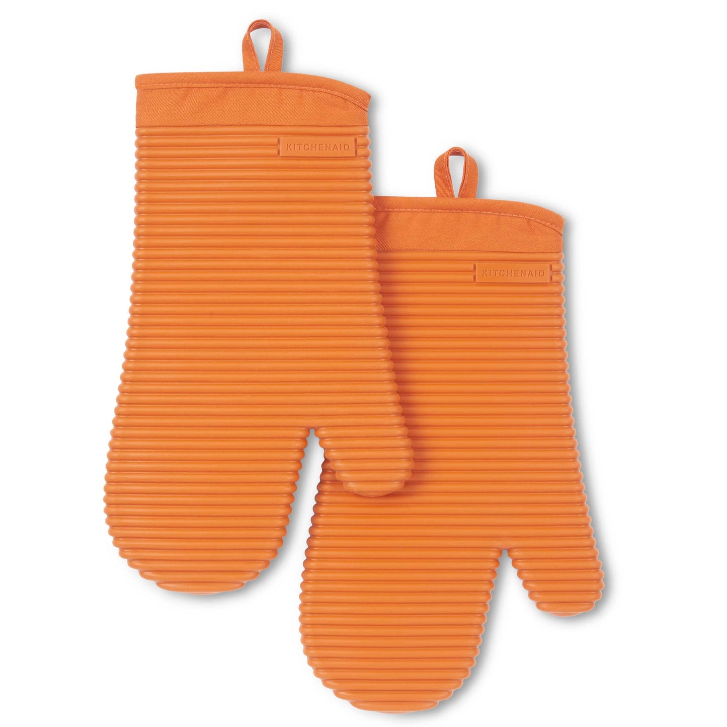 KITCHENAID Ribbed Soft Silicone Oven Mitt 2-Pack Set, 7.5"x13", Milkshake