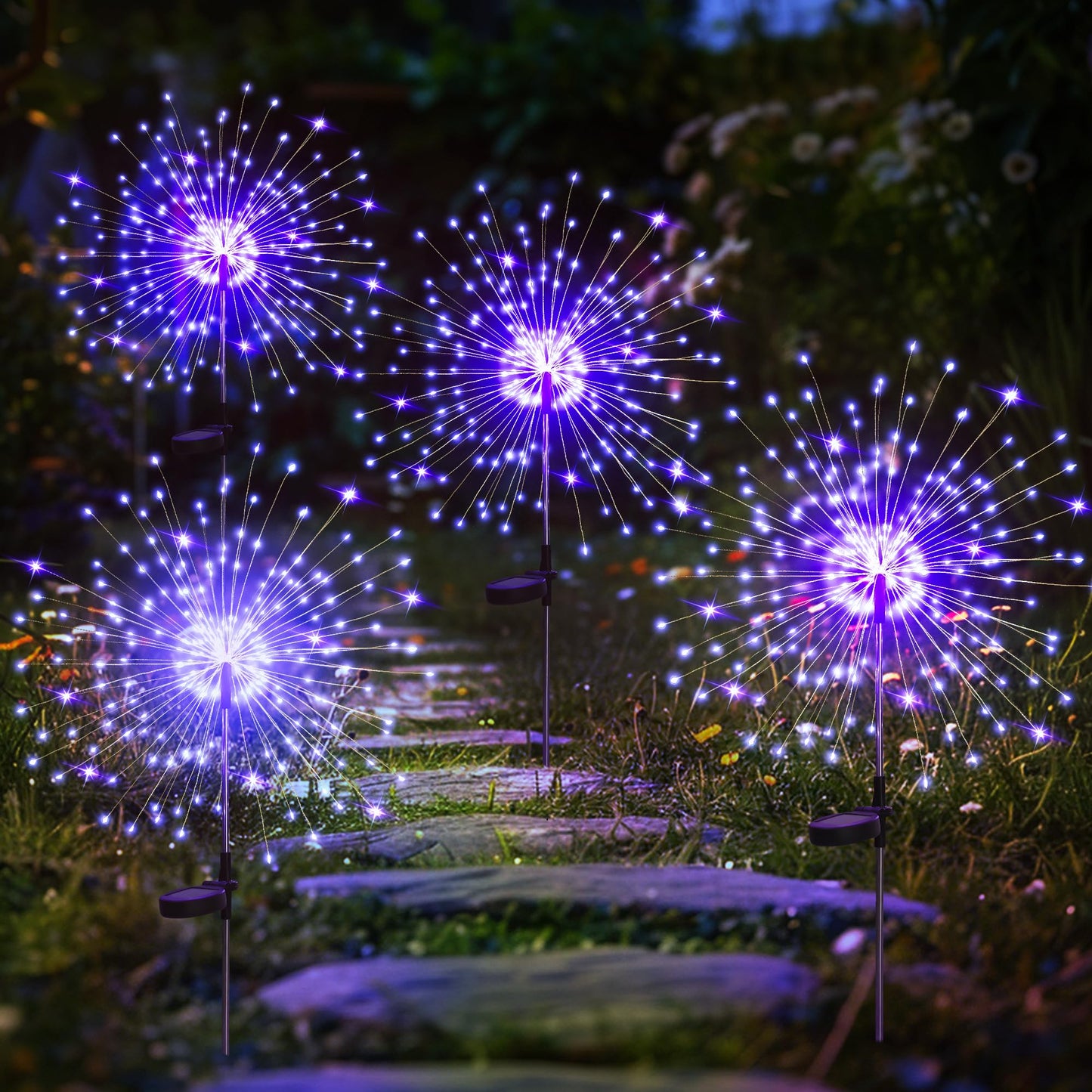 GIGALUMI Garden Decor Outdoor Lights 120LED 2Pack, Solar Garden Lights Outside Fairy Firework Decorative,Solar Powered for Yard Pathway Flowerbed Planter Balcony, Gifts for mom(Warm White