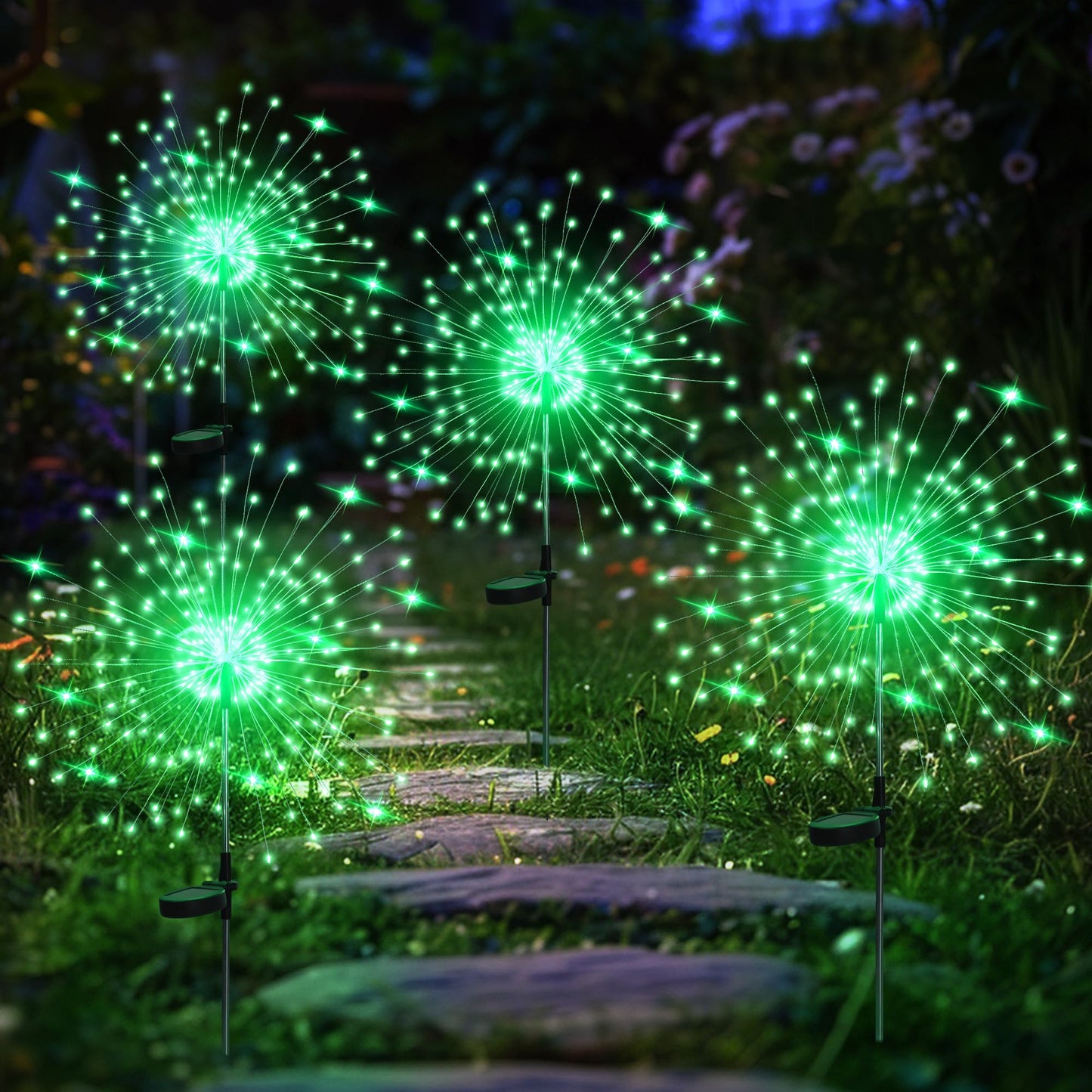 GIGALUMI Garden Decor Outdoor Lights 120LED 2Pack, Solar Garden Lights Outside Fairy Firework Decorative,Solar Powered for Yard Pathway Flowerbed Planter Balcony, Gifts for mom(Warm White
